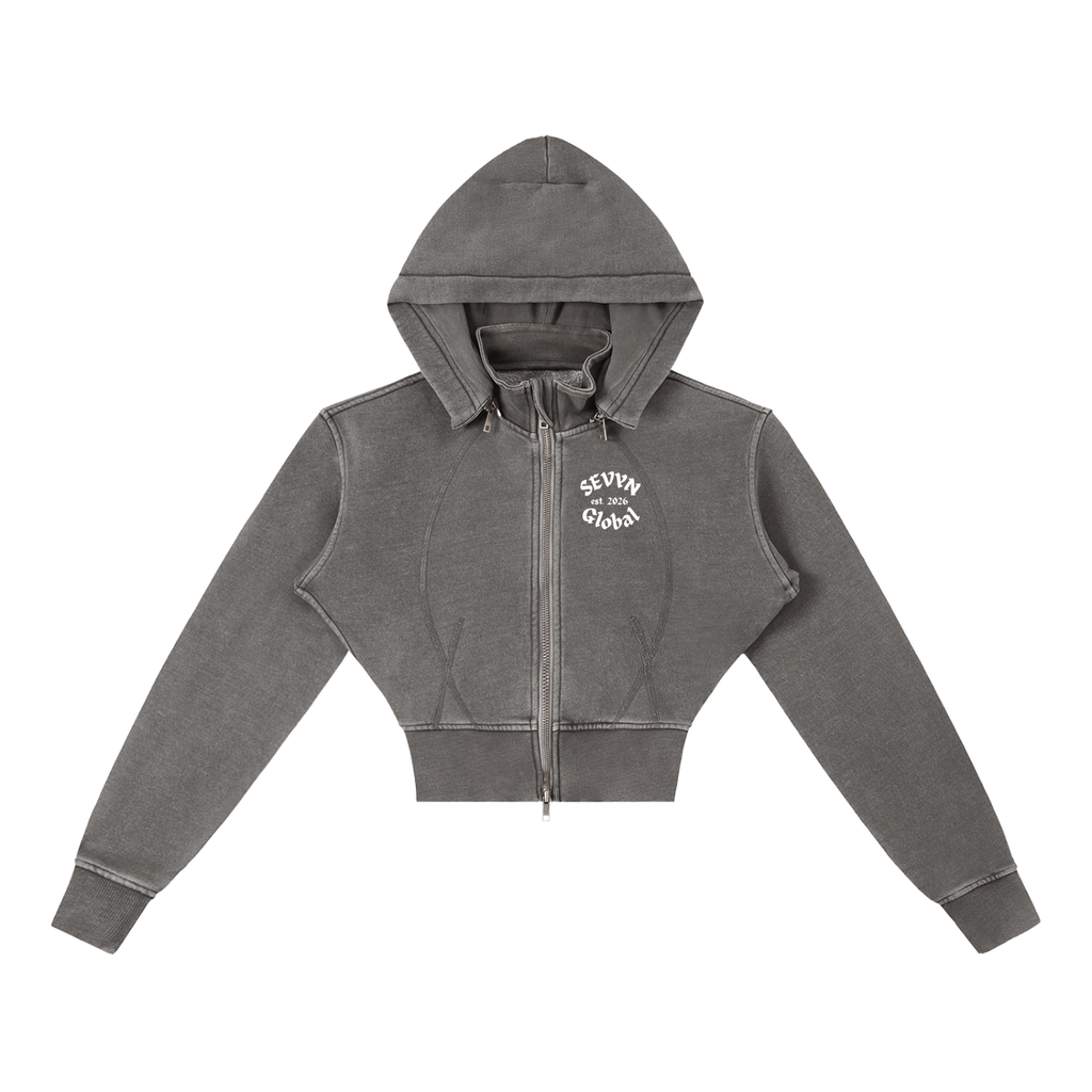 Vintage Washed Cropped Fleece Hoodie