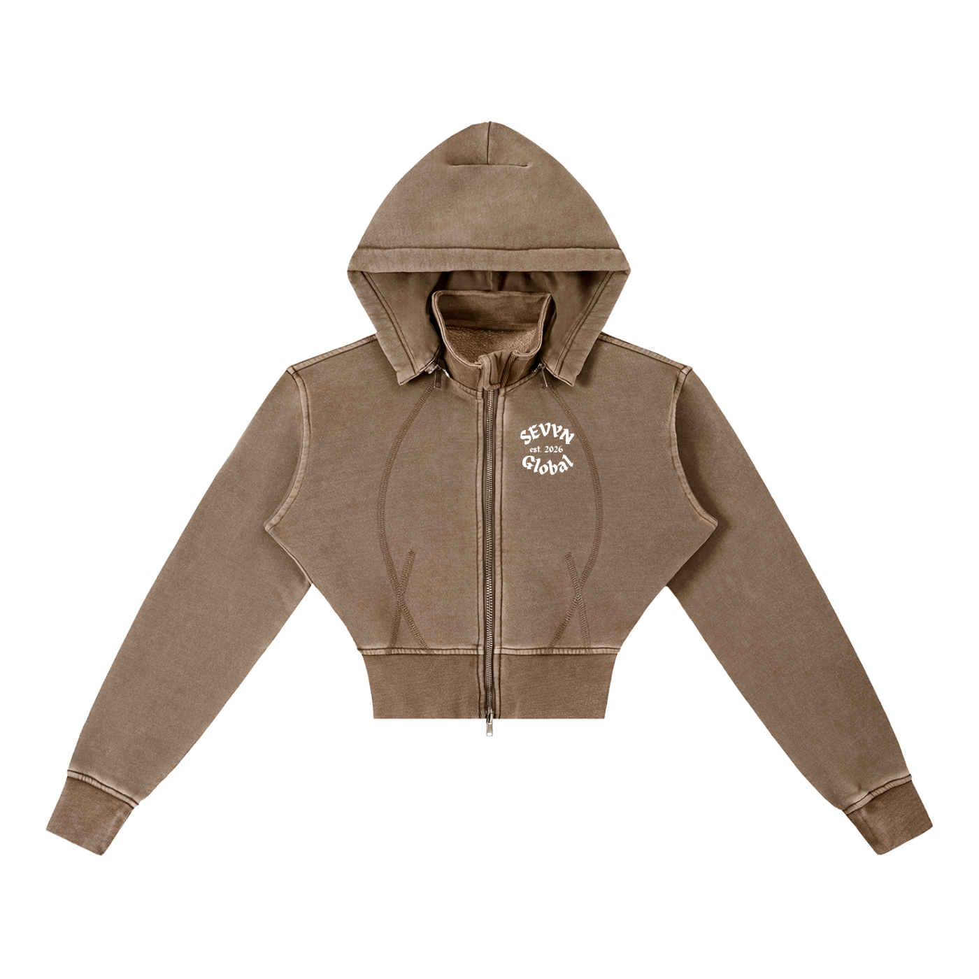 Vintage Washed Cropped Fleece Hoodie