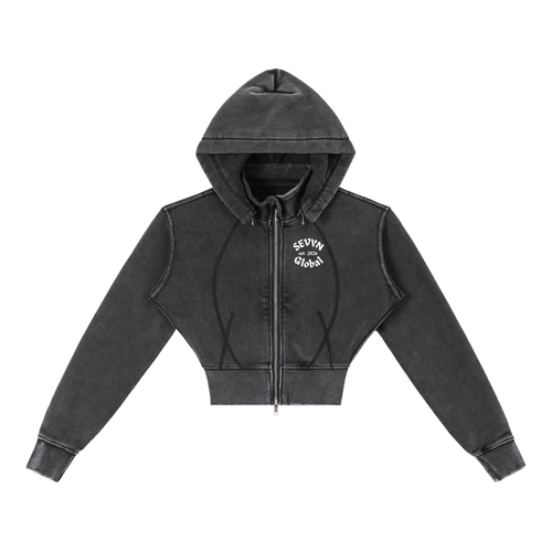 Vintage Washed Cropped Fleece Hoodie